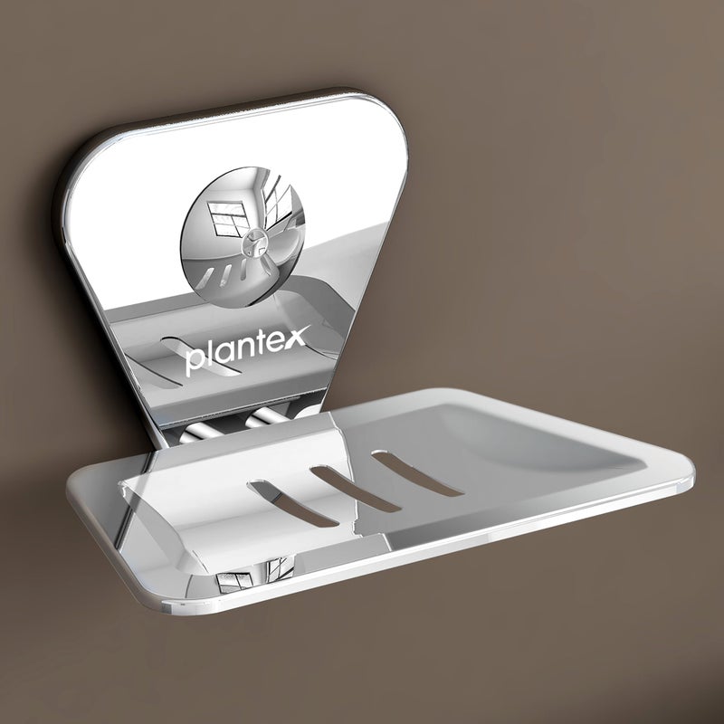 Plantex Pyramid Stainless Steel Soap Dish/Soap Stand/Bathroom Soap Holder/Soap Case Bathroom Accessories (Chrome) - Image 1