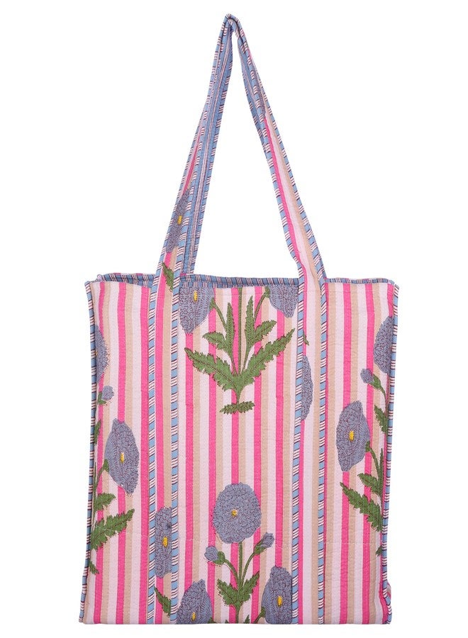KLAVATE Women 100% Cotton Quilted Shoulder Bag Tote Bag Beach Casual Work Bag Women Large Capacity Bags for Shopping (DESIGN 8) - Image 1
