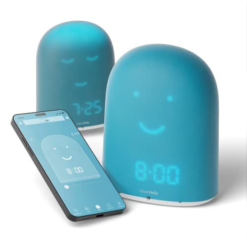 UrbanHello REMI - The Ultimate Ok to Wake Children Clock - Sleep Trainer - Sleep Tracker - Baby Monitor - Night Light & White Noise Sound Machine - mp3 and Streaming Music Speaker - Time to Wake up face - Blue - Image 1