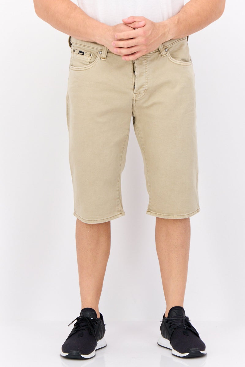 GAS Men Solid Denim Shorts, Cement - Image 1