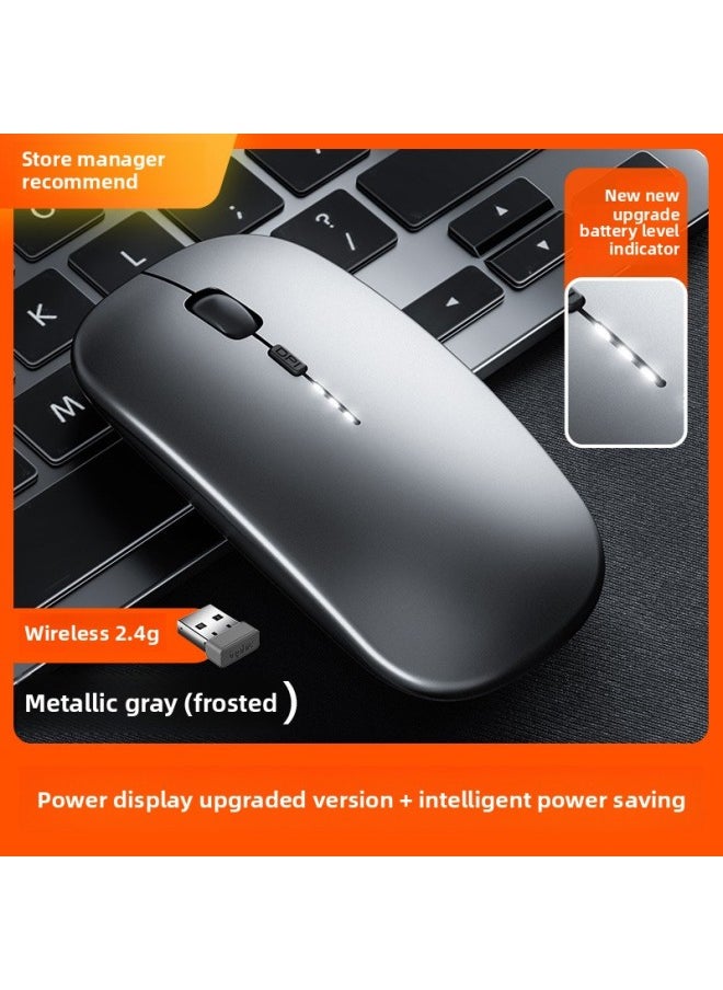 Generic - Wireless Mouse Charging Mute Bluetooth Dual-mode Home Office Laptop Desktop External Unlimited Mouse-Specifications:[store Manager Recommendation] Metallic Gray- Frosted [2.4g Wireless Battery Level Indicator Upgraded Version] - Image 1