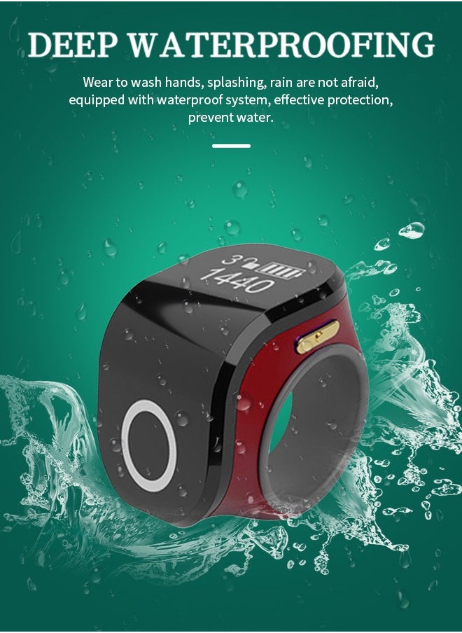 Generic - Waterproof Zikr Ring Tasbih Counter Waterproof OLED Display Touch Counting with Vibration Suitable for Muslim Islamic Prayers - Image 1