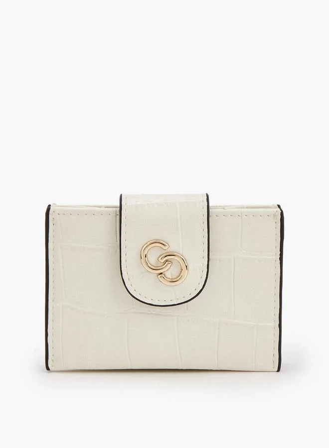Textured Wallet With Button Flap