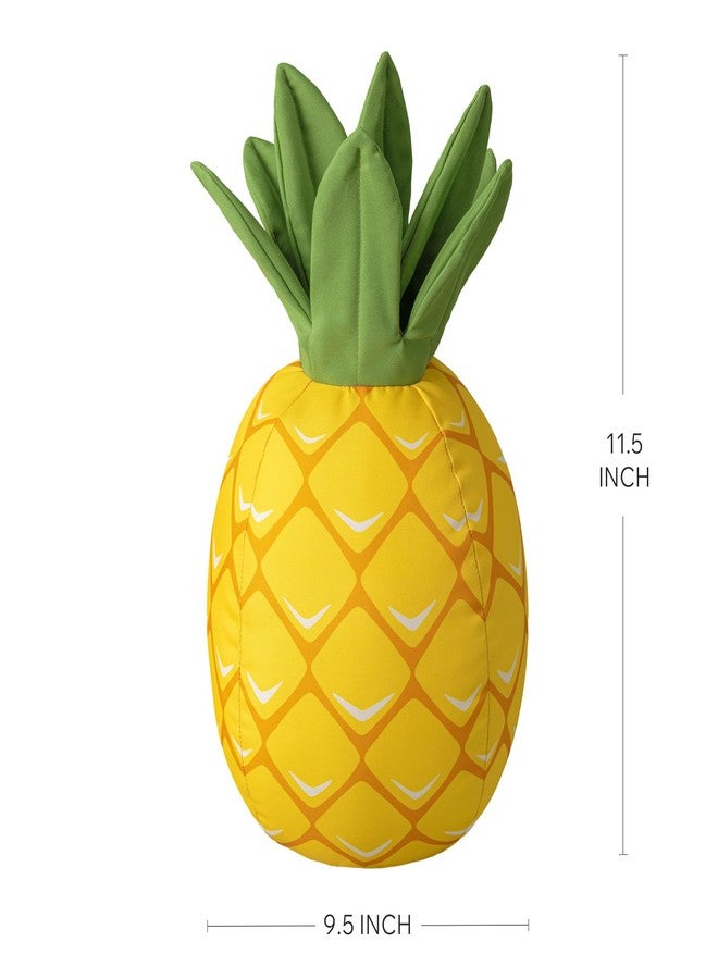 Phantoscope Fruit Outdoor Shaped Pillow Series Pineapple Shaped Waterproof Outdoor Throw Pillow with Leather Trim, Home Decor Cushion for Patio, Pool, Yellow and Green, 11.5 x 9.5 inches - Image 2