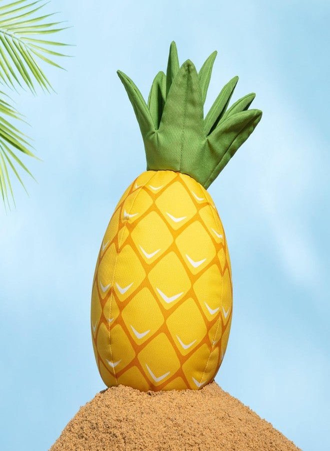 Phantoscope Fruit Outdoor Shaped Pillow Series Pineapple Shaped Waterproof Outdoor Throw Pillow with Leather Trim, Home Decor Cushion for Patio, Pool, Yellow and Green, 11.5 x 9.5 inches - Image 1
