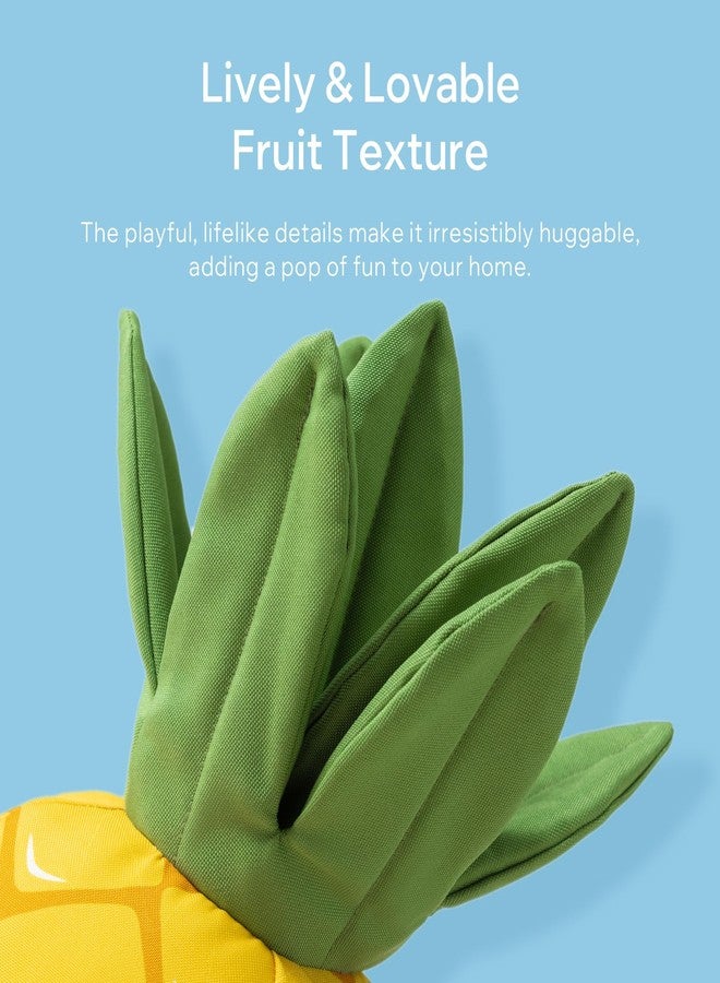 Phantoscope Fruit Outdoor Shaped Pillow Series Pineapple Shaped Waterproof Outdoor Throw Pillow with Leather Trim, Home Decor Cushion for Patio, Pool, Yellow and Green, 11.5 x 9.5 inches - Image 4