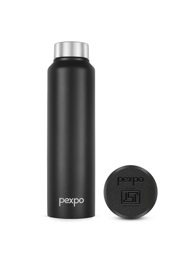 PEXPO Chromo 1000 ISI Certified Stainless Steel Sports/Fridge Water Bottle, 950ml, Knight Black | Eco Friendly | BPA Free | Water Bottle for Office, Gym, School, Yoga, Trekking, Men, Women and Kids - Image 1