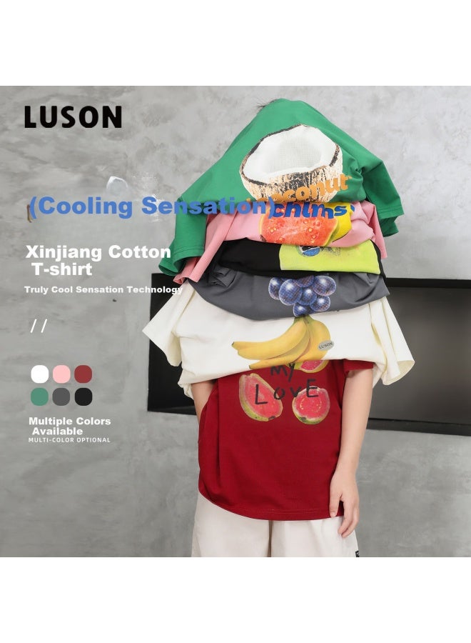 Luson Chen Dazhu Uni Short Sleeve T-shirt Xinjiang Cotton Summer New Cool Feeling Half Sleeve Boys Big Kids Top - Image 3