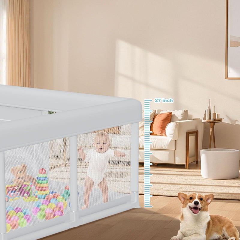 Hiaksedt Baby Playpen 74x50 Inch, Play Pens for Babies and Toddlers Baby Fence Play Yards for Indoor & Outdoor with Breathable Mesh Anti-Fall Playpen (74"x50") - Image 5
