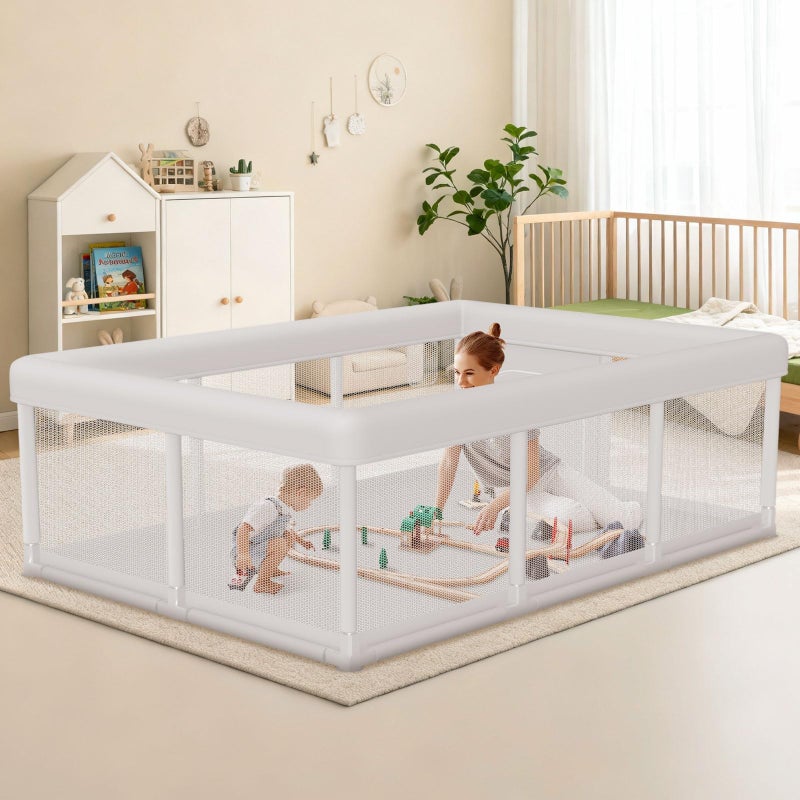 Hiaksedt Baby Playpen 74x50 Inch, Play Pens for Babies and Toddlers Baby Fence Play Yards for Indoor & Outdoor with Breathable Mesh Anti-Fall Playpen (74"x50") - Image 1