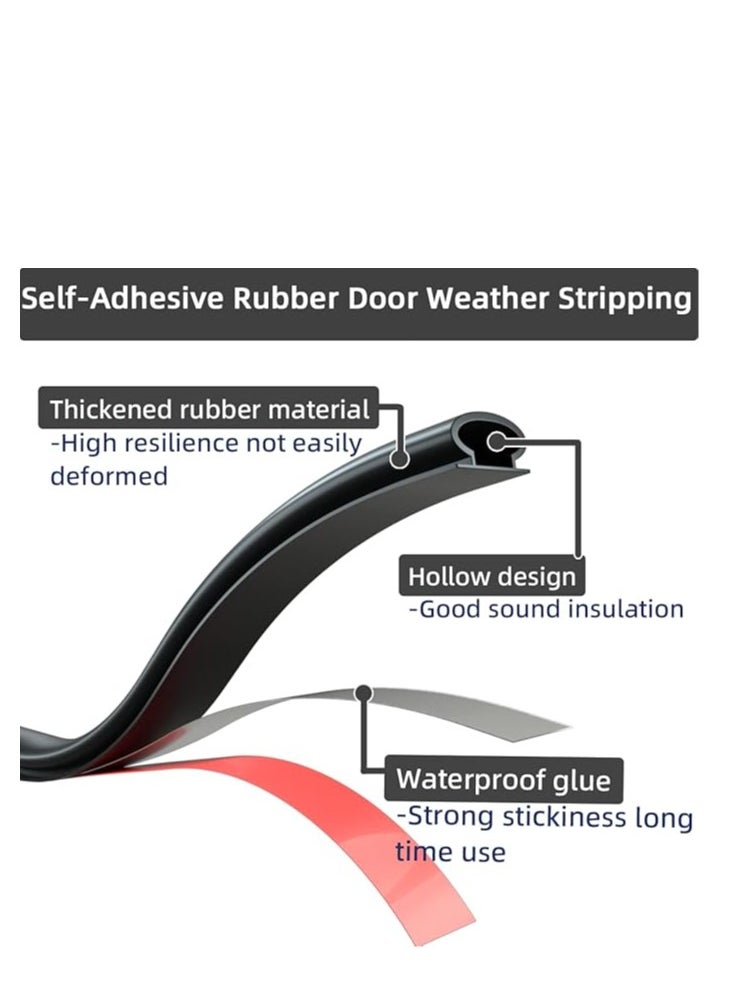 19.7 Feet Self-Adhesive Rubber Weather Stripping Door Seal, Soundproofing D-Shape Insulation Strip for Doors and Windows, Gap Blocker (Black)