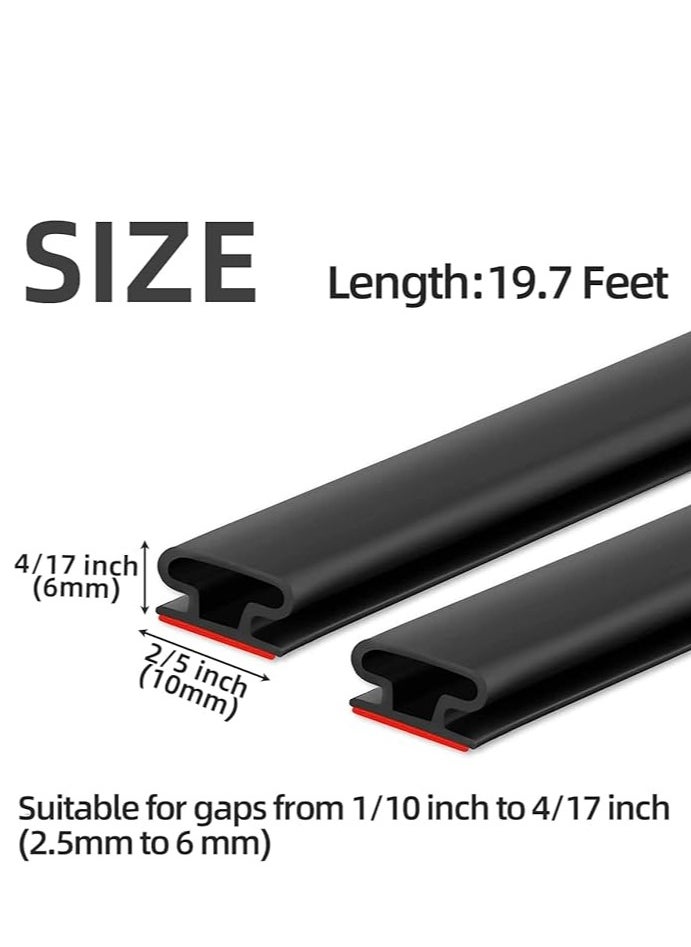 19.7 Feet Self-Adhesive Rubber Weather Stripping Door Seal, Soundproofing D-Shape Insulation Strip for Doors and Windows, Gap Blocker (Black)