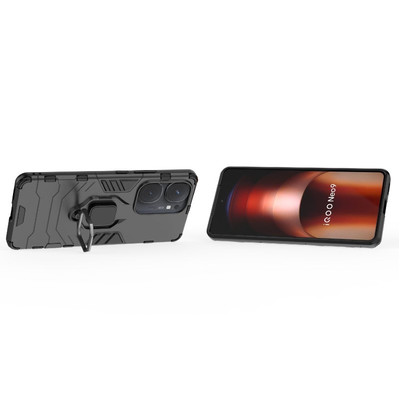 BURAQ Case Cover For vivo iQOO Neo9 Pro / Neo9 Shockproof PC + TPU Holder Phone Case(Black) - Image 5