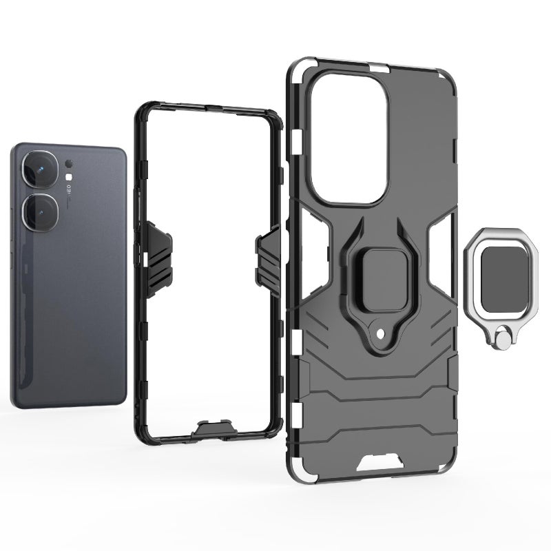 BURAQ Case Cover For vivo iQOO Neo9 Pro / Neo9 Shockproof PC + TPU Holder Phone Case(Black) - Image 4