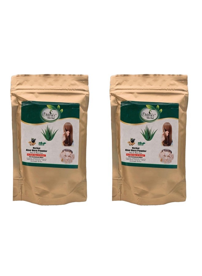 Chitra's Herbal مسحوق الألوفيرا العضوي النقي 100% من شيترا || مرطب طبيعي للبشرة || صديق للبيئة || للعناية بالوجه والبشرة والشعر ودرجة غذائية - للرجال والنساء 200 جرام (عبوة من 2)  - Image 1