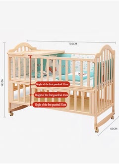 Bukela Multifunctional Baby Crib, 6 in 1 Bassinet Bedside Sleeper for Baby, Solid Wood Paintless Cradle Baby Bed with mosquito net, Extended Baby Bed  - Image 3