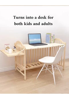Bukela Multifunctional Baby Crib, 6 in 1 Bassinet Bedside Sleeper for Baby, Solid Wood Paintless Cradle Baby Bed with mosquito net, Extended Baby Bed  - Image 5
