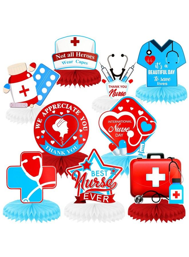 HOWAF 9Pcs Nurse Day Party Decorations Honeycomb Centerpieces Thank You Nurses Table Centerpieces Nurse Appreciation Week Table Topper For Happy International Day Party Decorations Supplies - Image 1