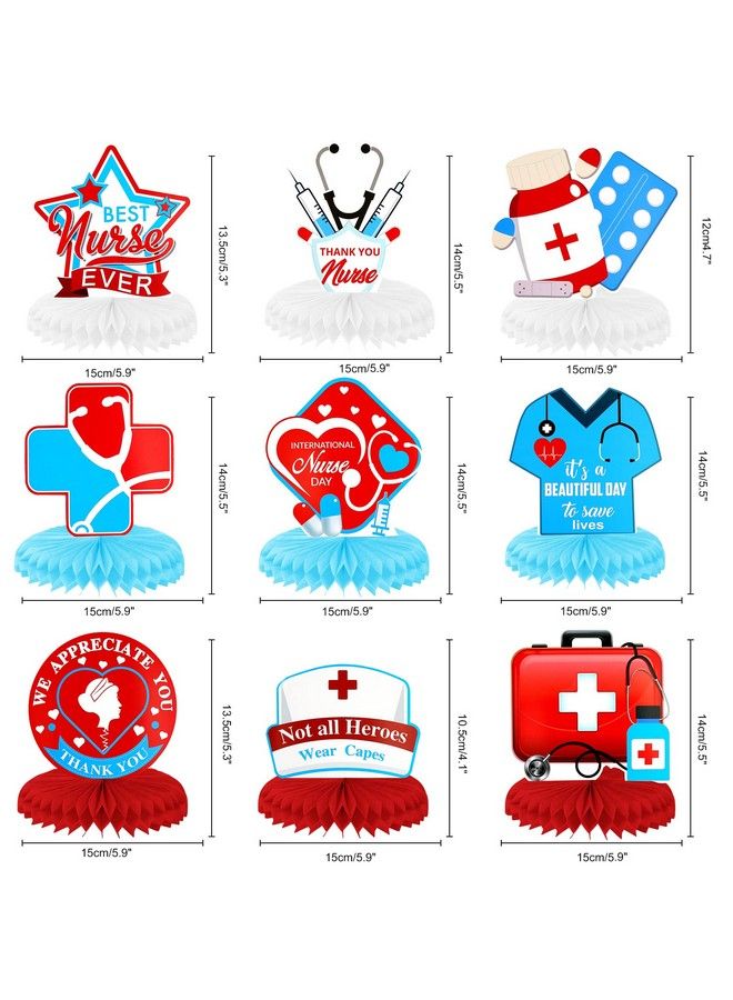 HOWAF 9Pcs Nurse Day Party Decorations Honeycomb Centerpieces Thank You Nurses Table Centerpieces Nurse Appreciation Week Table Topper For Happy International Day Party Decorations Supplies - Image 3