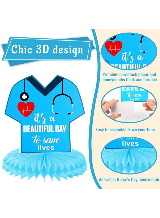 HOWAF 9Pcs Nurse Day Party Decorations Honeycomb Centerpieces Thank You Nurses Table Centerpieces Nurse Appreciation Week Table Topper For Happy International Day Party Decorations Supplies - Image 5