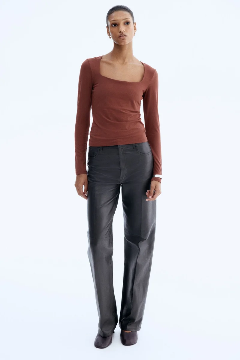 اتش اند ام بلوزة جيرسيه بأكمام طويلة