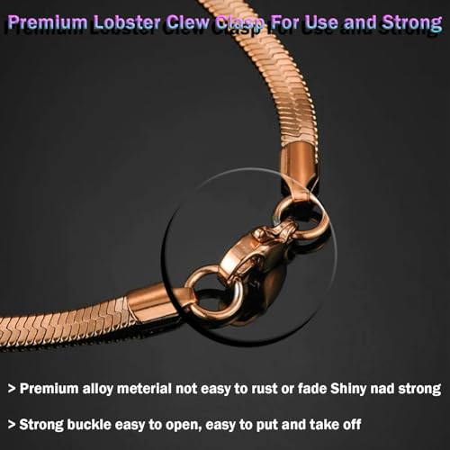 VAMA FASHIONS Classic Simple Stainless Steel Rose Gold Flat Snake Herringbone Neck Necklace Chains for Girls & Women - 18 Inches - 3mm Thickness - Image 5