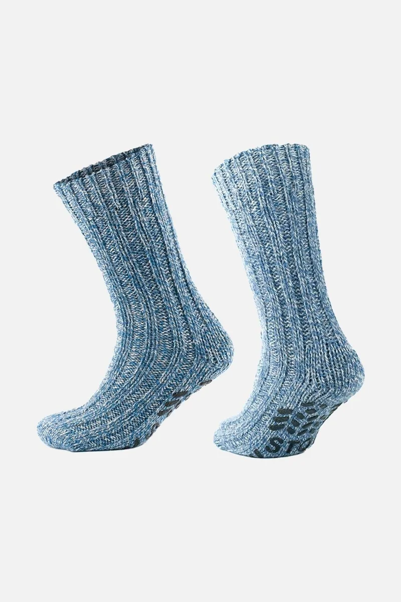 Aytuğ Men's Merino Wool Cold Blocker Winter Blue Socks - A-6043-M