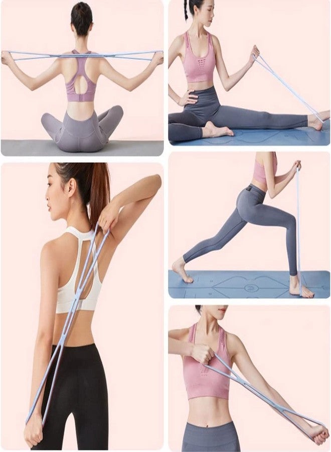 Dhadh Figure 8 Exercise Band TPR Resistance Bands for Shoulder Back Arm Leg Light Fitness Stretch Band for Women (Blue) Yoga Band - Image 3
