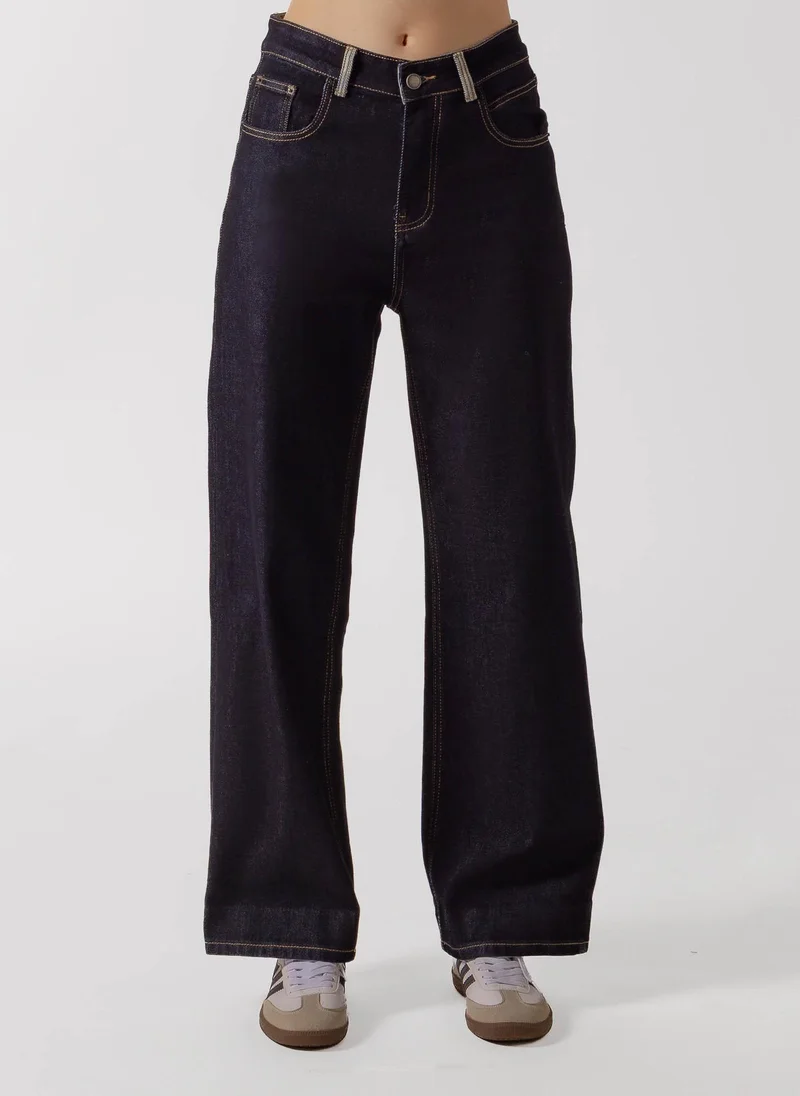 شايبس STRIPED TRIM WIDE JEANS