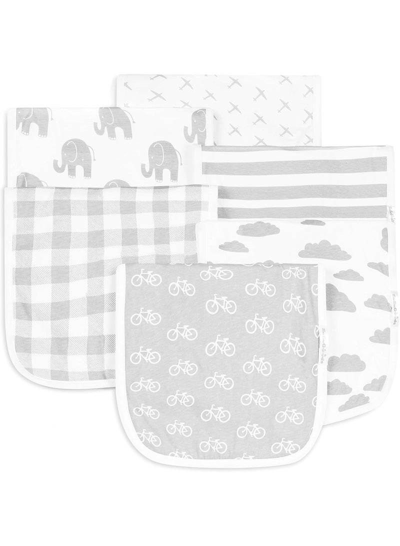 BaeBae Goods BaeBae Goods Burp Cloths for Baby Boy & Girl - Ultra Absorbent Burping Rags - Anti Shrink Unisex Burpy Clothes - Super Soft Jersey Cotton, Large 21"x10" - Thick for Newborn Cloth Diapers - 6 Pack  Grey - Image 1