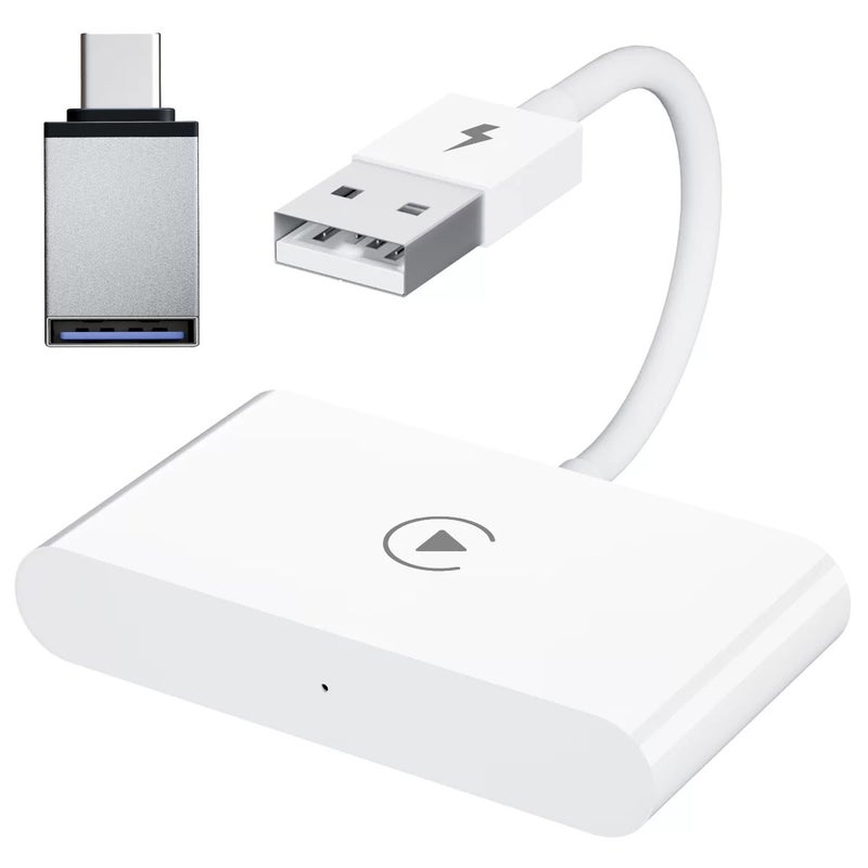 Android car navigation carplay original car wired to wireless module car wireless Android Auto Suitable for Apple Carplay flat mouth white - Image 1