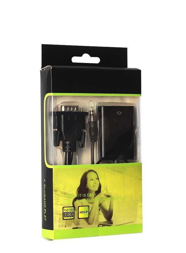 HDMI To VGA Cable Adapter Black - Image 1