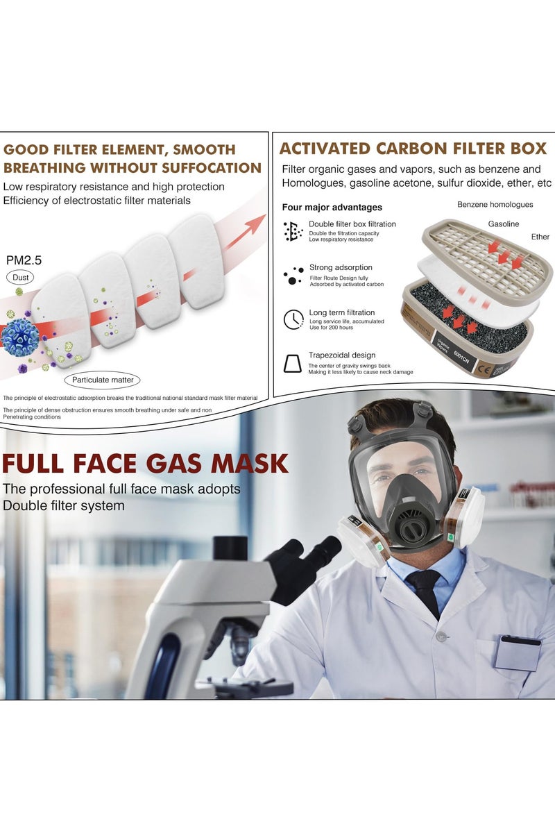 Jubilin Gas Mask for Painting, Dust, Chemicals, Pesticides, Renovation, Sanding, and Firefighting - Image 2