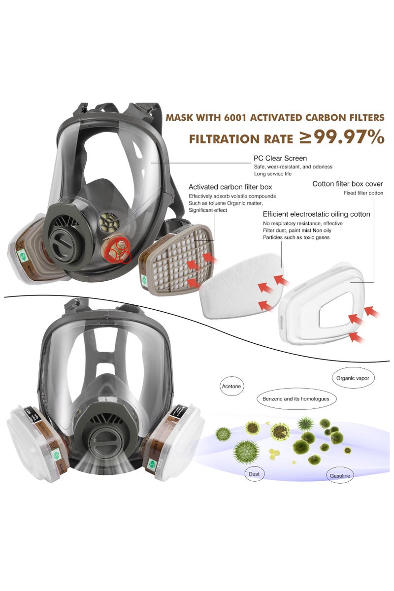 Jubilin Gas Mask for Painting, Dust, Chemicals, Pesticides, Renovation, Sanding, and Firefighting - Image 3