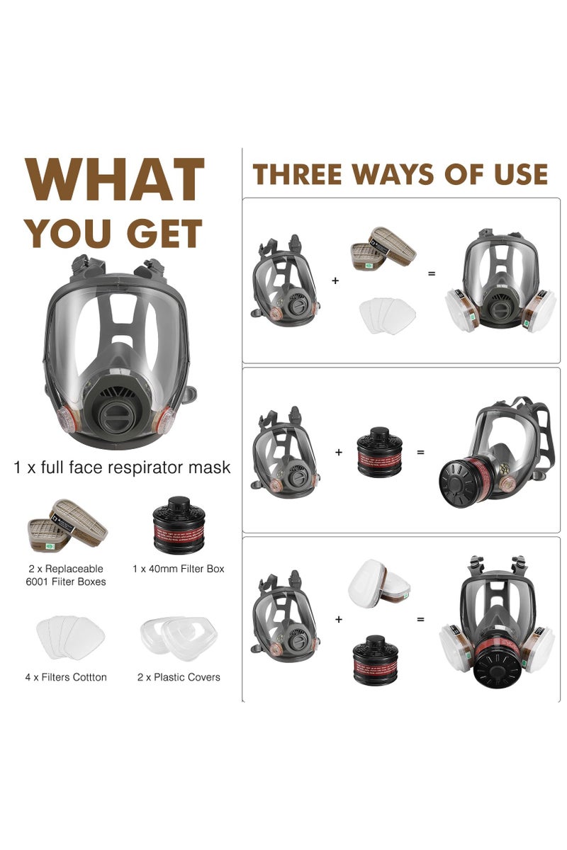 Jubilin Gas Mask for Painting, Dust, Chemicals, Pesticides, Renovation, Sanding, and Firefighting - Image 5