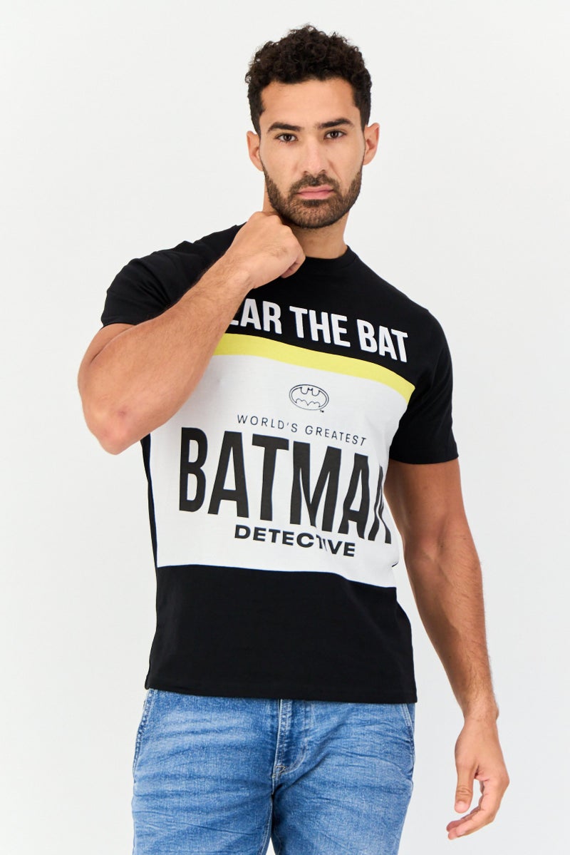 DC Comics تي شيرت رجالي بأكمام قصيرة وياقة دائرية بطباعة جرافيك، أسود - Image 1