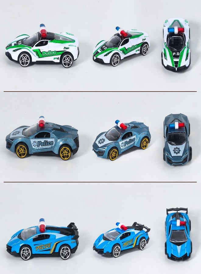 Oriate 1:64 Die-Cast Metal Police Car Toy Set - Collectable Police Sports Car Toy Model, Cake Topper, Birthday Gifts, Party Favors for Kids Age 3 4 5 6 7 8 and up - Image 3