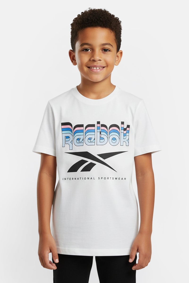 Reebok Kids Boy Sportswear Fit Short Sleeve Outdoor T-Shirt, White - Image 1