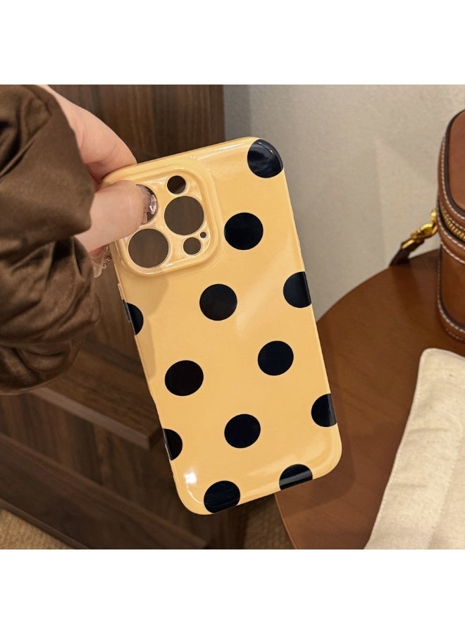 NIBEMINENT Minimalist Understated Polka Dot Design Protective TPU Case Cover For iPhone 15 Pro, Orange/Yellow/Black