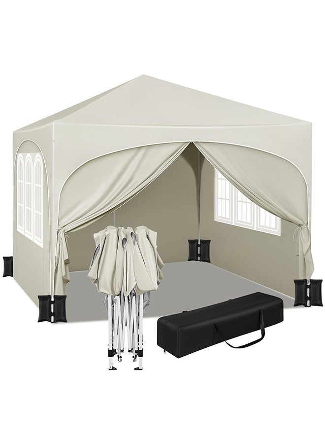 Arabest Party Tent , 3 x 3 m Garden Gazebo with Side Walls, Folding Pop Up Gazebo for Outdoor Market, Sun Shade with Semi-Circle Roof  - Image 1