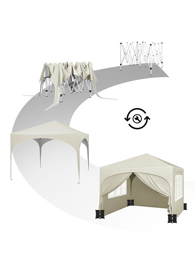 Arabest Party Tent , 3 x 3 m Garden Gazebo with Side Walls, Folding Pop Up Gazebo for Outdoor Market, Sun Shade with Semi-Circle Roof  - Image 3