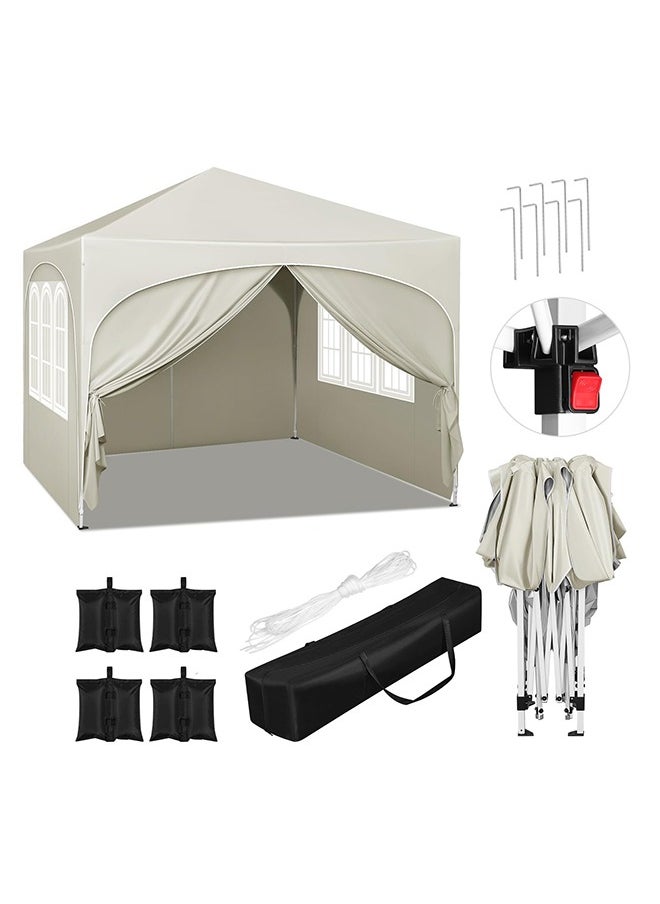 Arabest Party Tent , 3 x 3 m Garden Gazebo with Side Walls, Folding Pop Up Gazebo for Outdoor Market, Sun Shade with Semi-Circle Roof  - Image 2