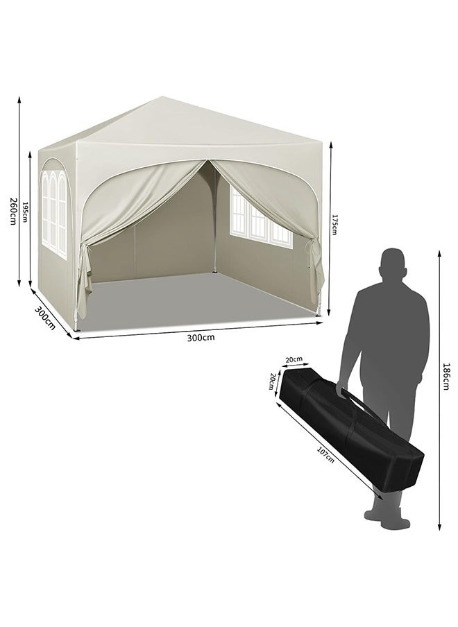 Arabest Party Tent , 3 x 3 m Garden Gazebo with Side Walls, Folding Pop Up Gazebo for Outdoor Market, Sun Shade with Semi-Circle Roof  - Image 5