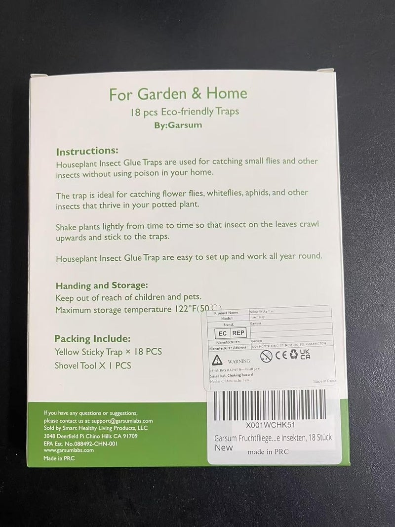 Garsum Fruit Fly Trap Yellow Sticky Traps,18 pcs Fungus Gnat Killer for Indoor and Outdoor Plant Insect Catcher for White Flies,Mosquitos,Fungus Gnats,Flying Insects, - Image 3
