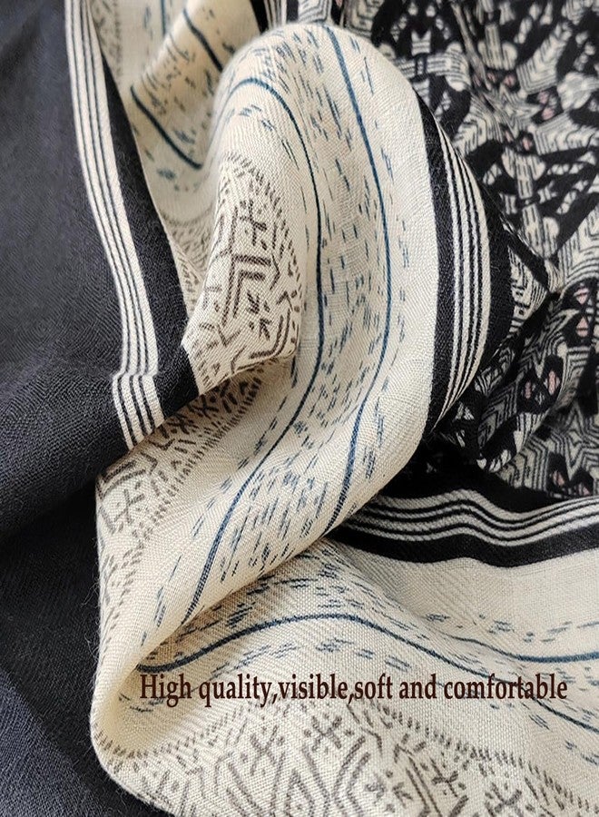 كي-اليوون وشاح مربع كبير من كي-إليون، 51 بوصة، مصنوع من القطن والكتان، وشاح أنيق، وشاح لربط الشعر، وشاح للرقبة للنساء، H2307، مقاس واحد - Image 4