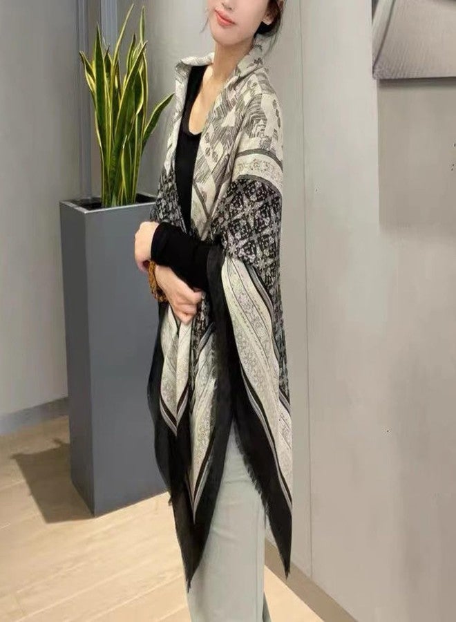 كي-اليوون وشاح مربع كبير من كي-إليون، 51 بوصة، مصنوع من القطن والكتان، وشاح أنيق، وشاح لربط الشعر، وشاح للرقبة للنساء، H2307، مقاس واحد - Image 2