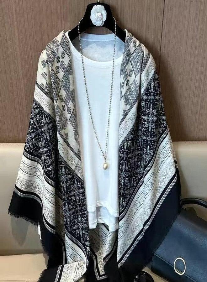 كي-اليوون وشاح مربع كبير من كي-إليون، 51 بوصة، مصنوع من القطن والكتان، وشاح أنيق، وشاح لربط الشعر، وشاح للرقبة للنساء، H2307، مقاس واحد - Image 3