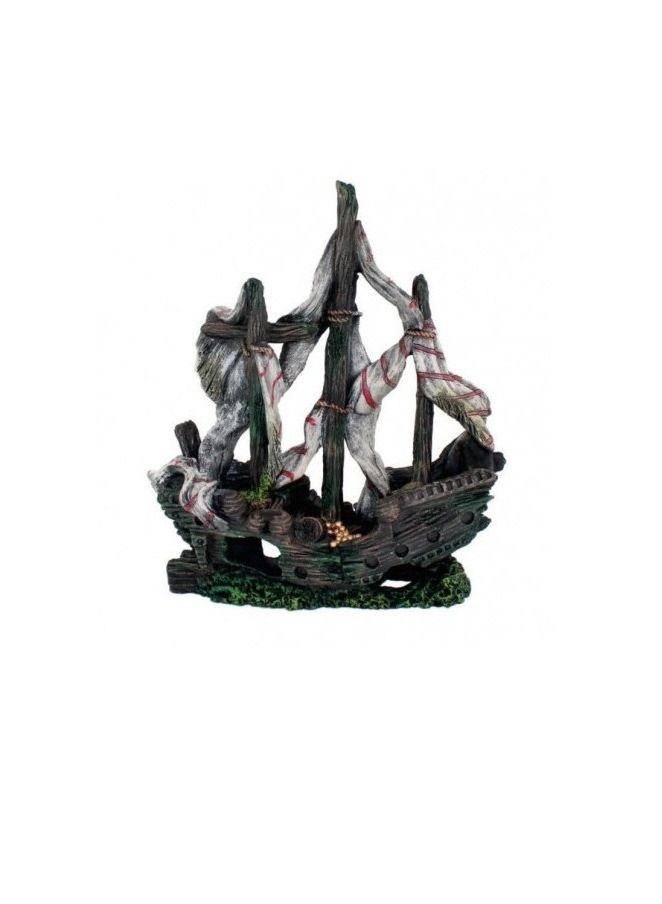 Artificial Plant Aquarium Decoration Ship For Fish Tank 24X11X30Cm