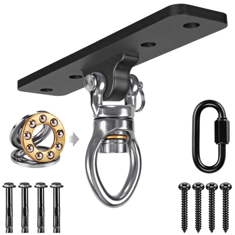 Dolibest Heavy Duty Swing Hanger Swing Set Accessorie with Carabiner for Indoor Outdoor Playground Porch Swing Hanging Kit for Wooden and Concrete Set with 4 Wood Screws and 4 Expansion Bolts 900LB - Image 2