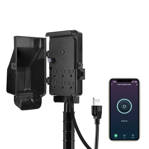 DEWENWILS WiFi Smart Yard Stake Plug with 6 Outlets, Voice Control, Waterproof Power Stake Timer with 6Ft Cord, Alexa&Google Assistant Compatible, 1875W/15A, for Christmas Decoration Lights - Image 1